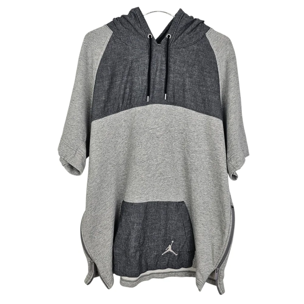 Michael Jordan Gray Two-Tone Short Sleeve Hoodie Mens XL